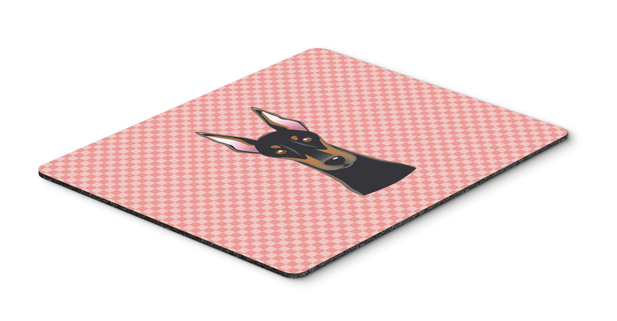 Caroline's Treasures BB1245MP Checkerboard Pink Doberman Mouse Pad, Hot Pad or Trivet for Home Office Gaming Working Computers Laptop Mouse