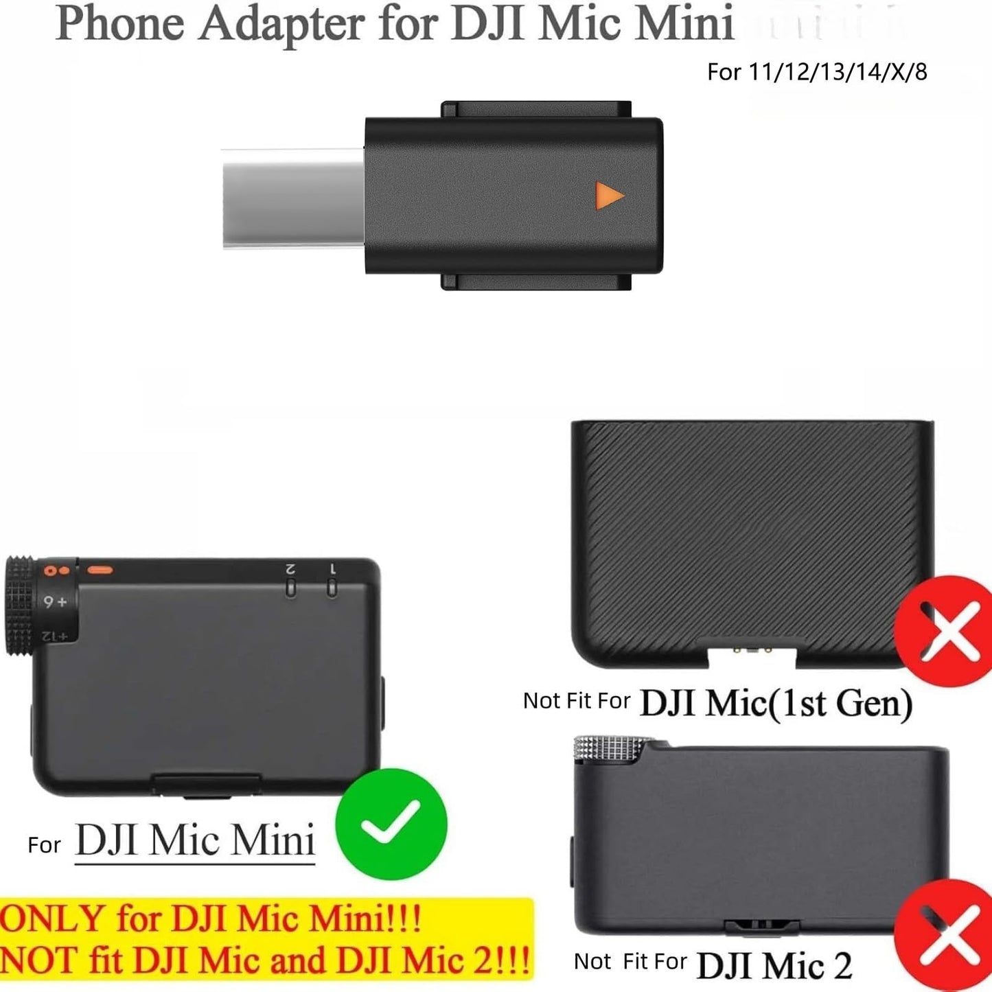 Fraternize for DJI Mic Mini Original Mobile Phone Adapter Smartphone/PC/Mac Connector Accessories for DJI Mic Mini,(Not Compatible with Mic 2/Mic)