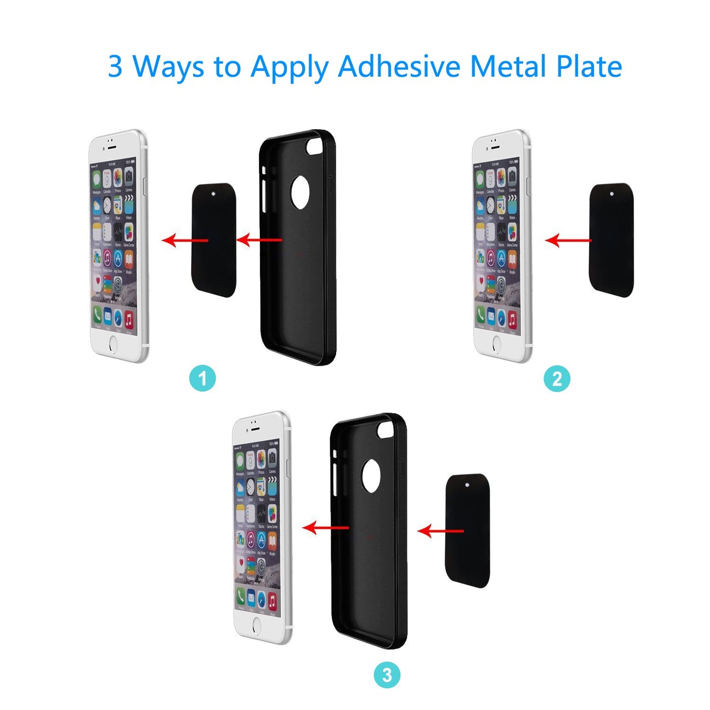 DSTELIN Universal Metal Plate 8 Pack for Magnetic Phone Car Mount Holder Cradle with Adhesive (Compatible with Magnetic Mounts) - 4 Rectangle and 4