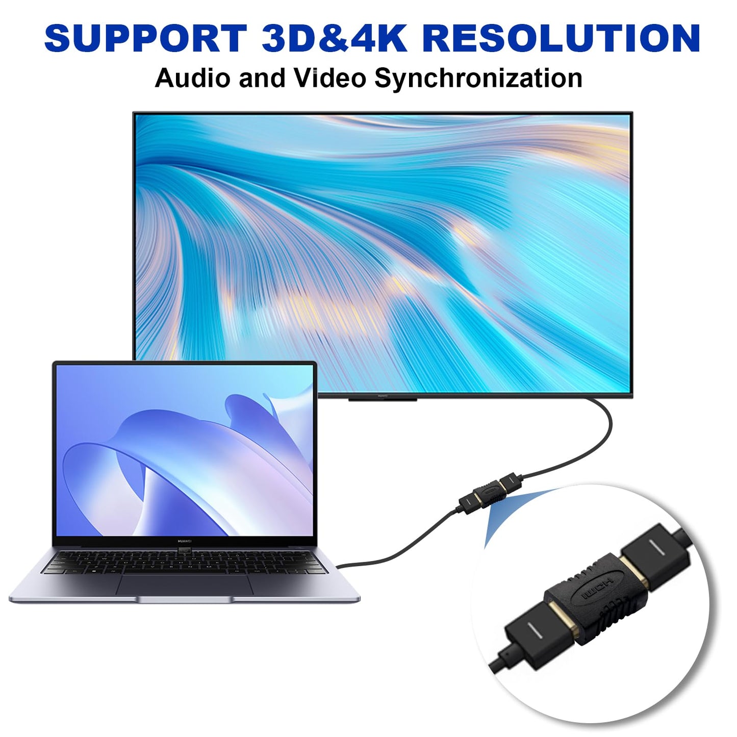 exgoofit HDMI Female to HDMI Female Coupler Connector Pack 6pcs Adapter Extender F/F High Speed