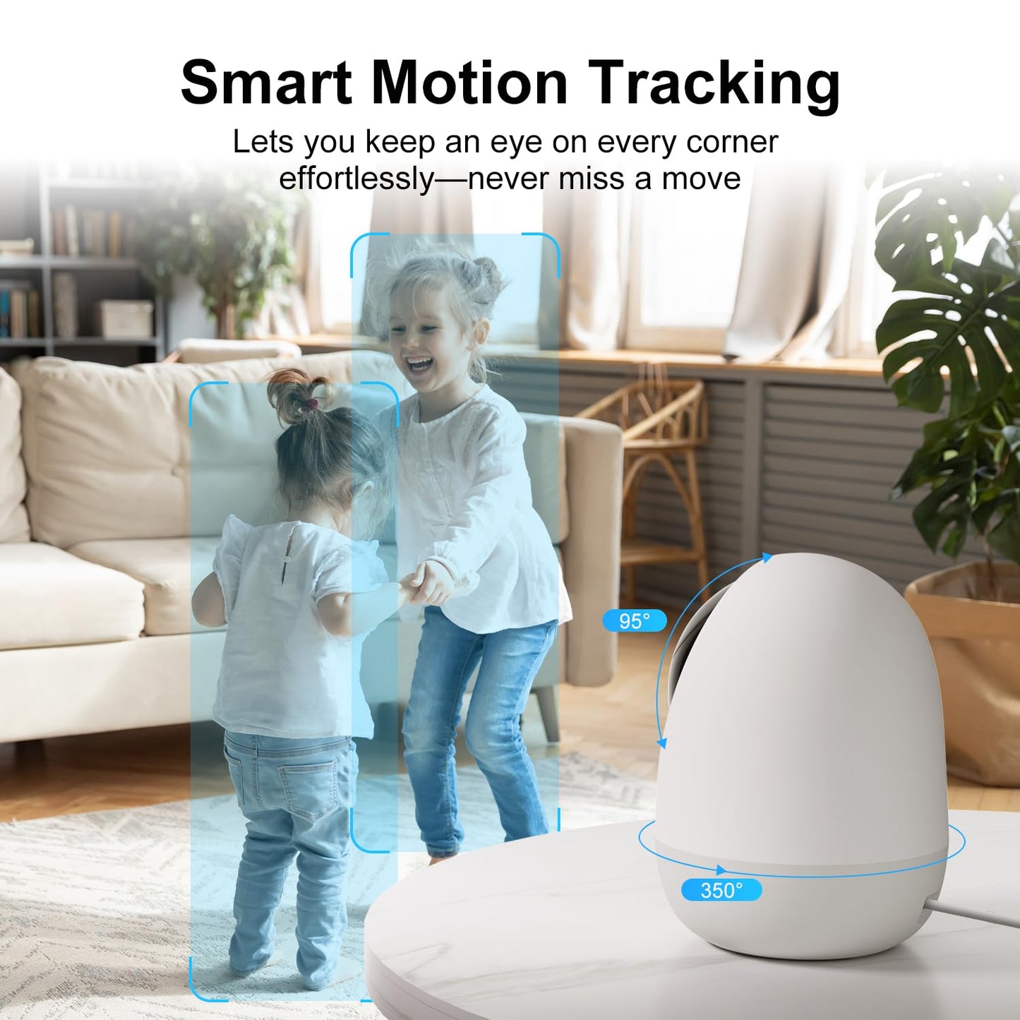 Indoor Security Camera, 5&2.4Ghz WiFi Cameras for Home Security, Pet/Baby Motion/Sound Detection, Auto Tracking, 2-Way Audio, Siren, Compatible
