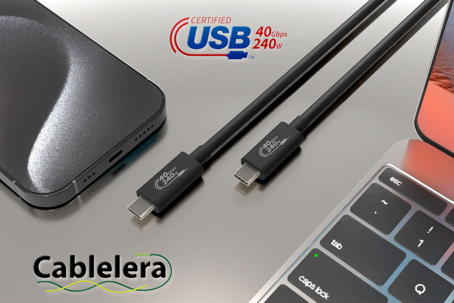 Cablelera USB4 Gen 3×2 Type-C Cable, 40Gbps Data & EPR 240W Charging, 1m - Reinforced High-Performance Cable (Stiffer Build)