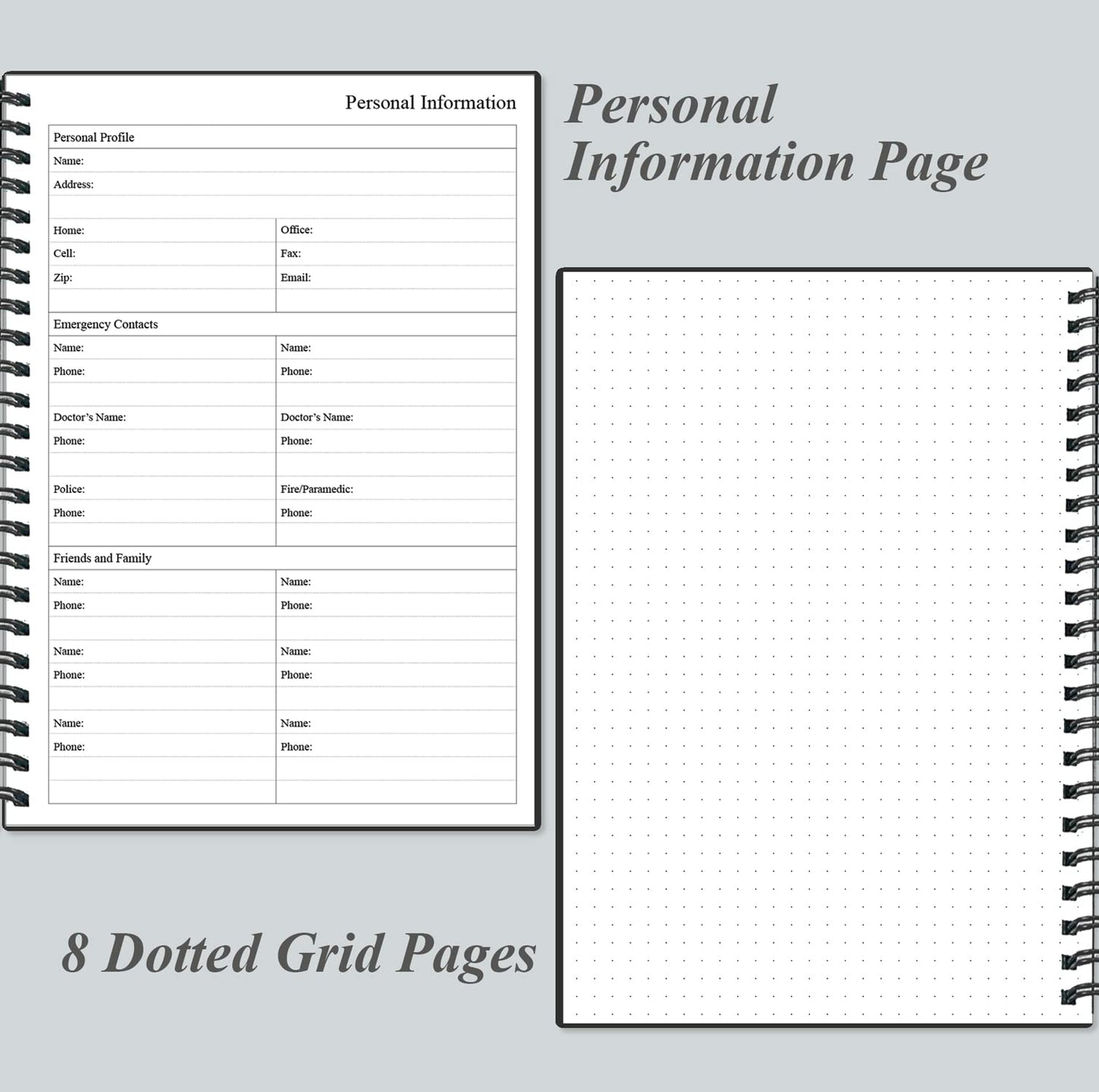 Daily Planner Undated - A5 To Do List Notebook Hourly Schedules, Spiral Appointment Planner for Women and Men, PVC Hardcover, Inner Pocket, Elastic