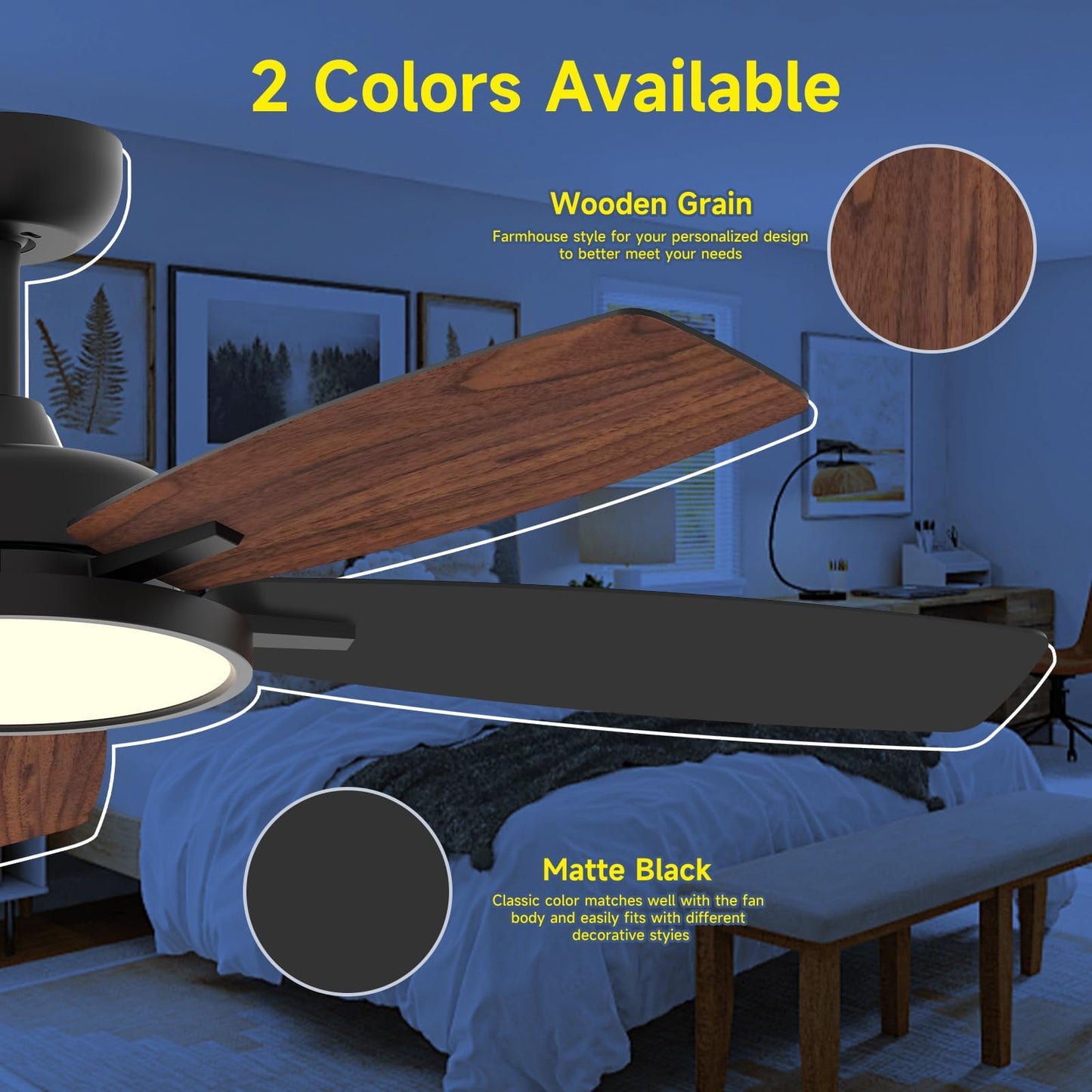 Roomratv 52 Inch Smart Ceiling Fan Compatible with App/Alexa/Google home