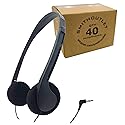 SmithOutlet 40 Pack Student Headphones in Bulk | Model SG-ID-08-40 | Wired 3.5 MM Jack Connectivity | for School, Classroom, Student Testing…