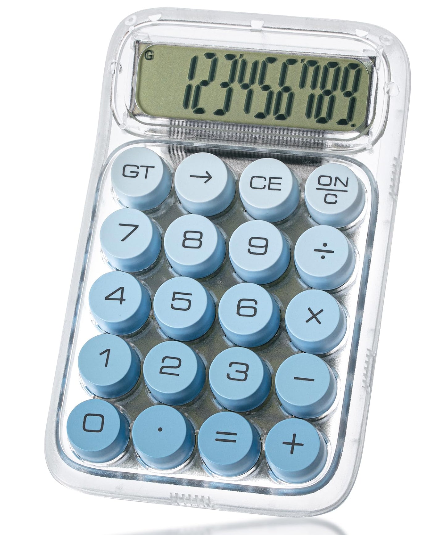 Mr. Pen- Mechanical Switch Calculator, 10 Digits, Blue Calculator, Transparent Body, Large LCD Display, Big Buttons