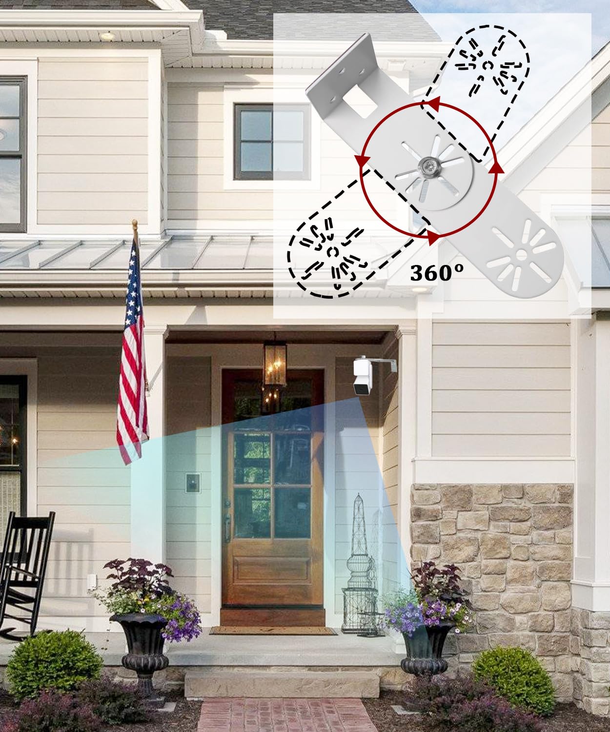 2Pack Metal Swivel Wall Mount Bracket for Wyze Cam Pan V3/V2, Wyze Cam V4/3/2 and Suitable for 1/4 inch Screws Security Camera ,Max Cover Both Sides