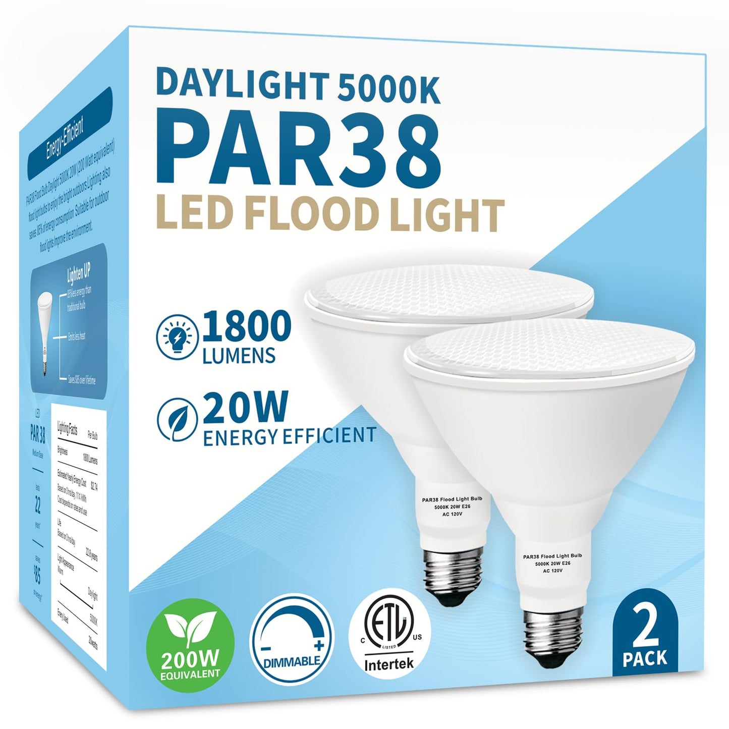 LOXYEE PAR38 LED Outdoor Flood Light Bulbs,Dimmable 20W(200W Equivalent) E26 Base Flood Light Bulbs,1800 Lumens LED Flood Light for Outdoor