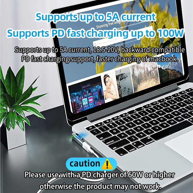 kocomio Magnetic USB C to Magnetic 2 Male to Female Adapter Safe 2 PD 100W Power Fast Charging Converter for 2013-2015 MacBook Pro Air with 100W/5A…