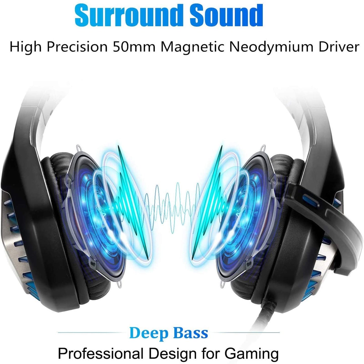 Gaming Headset for PS4, Xbox One, PC, PS5, Laptop, Mac, Nintendo Switch, 3.5MM Noise Cancelling Over Ear Headphones with Mic, Bass Surround, Soft