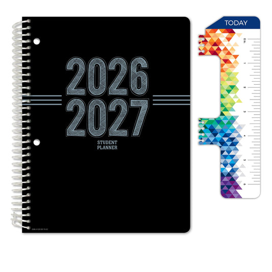 Global Datebooks 2026-2027 Middle & High School Student Planner 7" x 9" - Dated Weekly & Monthly Academic Planner w/Ruler/Bookmark & Stickers, Ideal