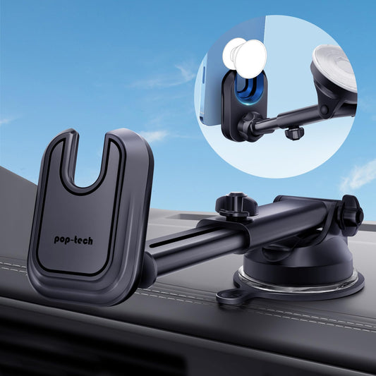 pop-tech Car Phone Mount for Pop Socket: Suction Cup Cell Phone Holders for Automobile Dashboard Windshield Window - Dash Mounted Cellphone Stand