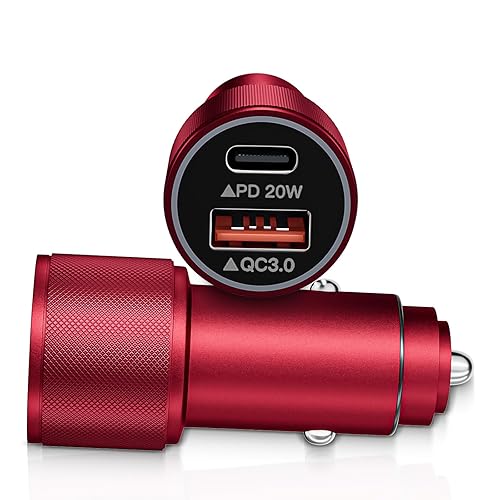 2 Pack USB C Car Charger,Dual USB A & USBC Car Charger Fast Charging,PD/QC Car Phone Charger USB C Cigarette Lighter Adapter for iPhone