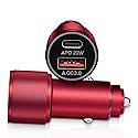 2 Pack USB C Car Charger,Dual USB A & USBC Car Charger Fast Charging,PD/QC Car Phone Charger USB C Cigarette Lighter Adapter for iPhone