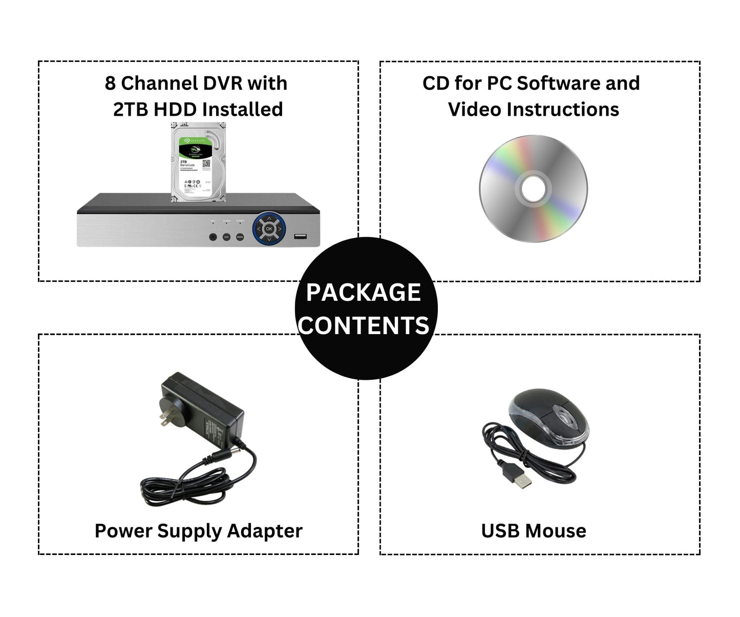 Evertech 8 Channel CCTV Surveillance Security System Video Recorder 1080P HD TVI AHD CVI Analog DVR with 2TB Hard Drive for up 2 Weeks Recording