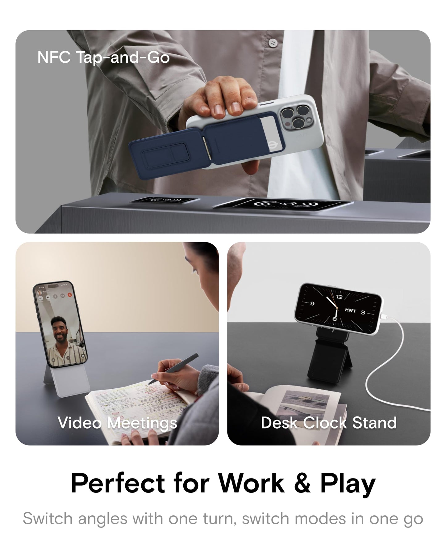 MOFT Phone Tripod Stand & Wallet, NFC Card Holder, Hold 1-2 Cards