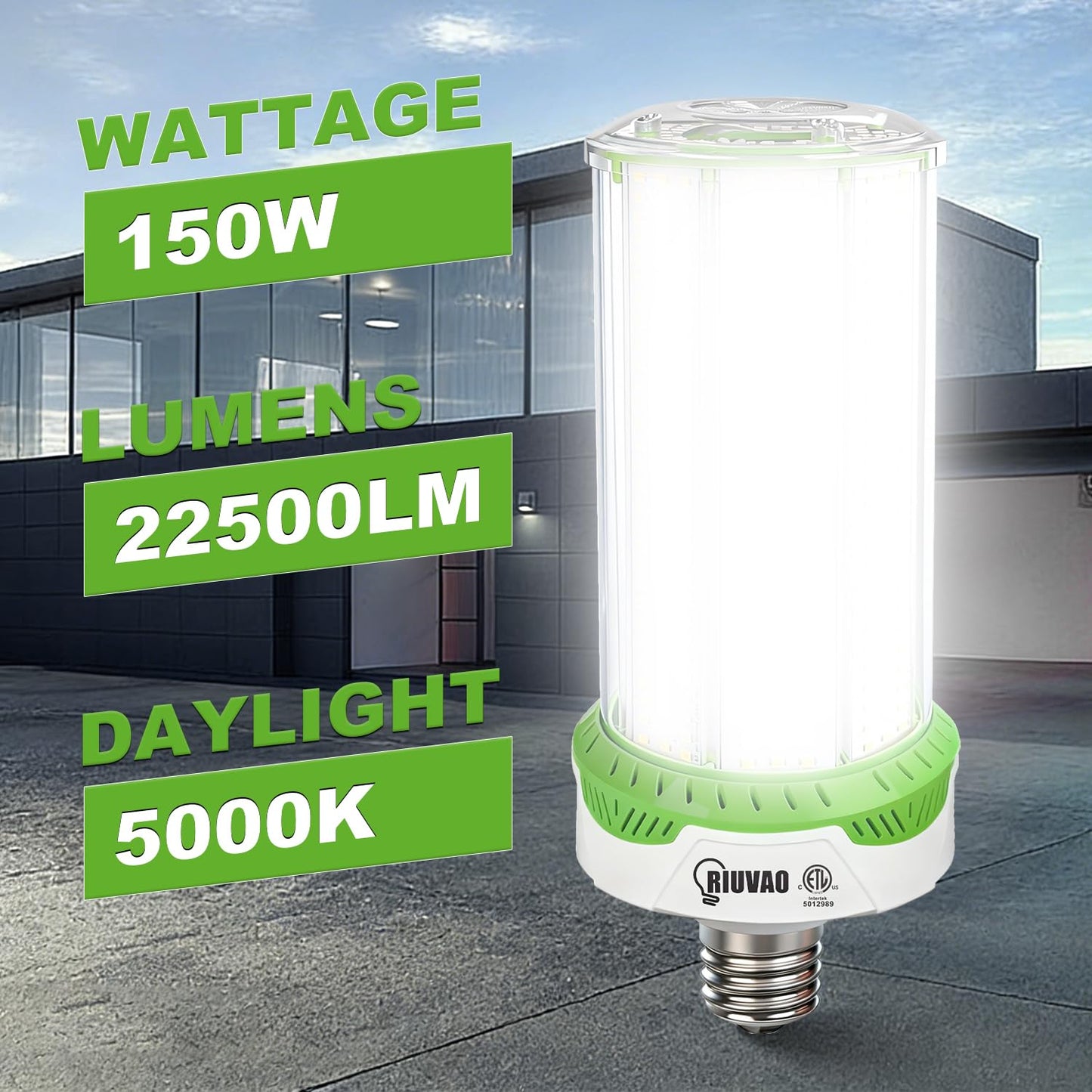2 Pack 150W LED Corn Light Bulb 22500LM 5000K Daylight Super Bright LED Corn Bulbs, E26/E39 Base Light Bulb for Warehouse, Workshop, Garage, High Bay