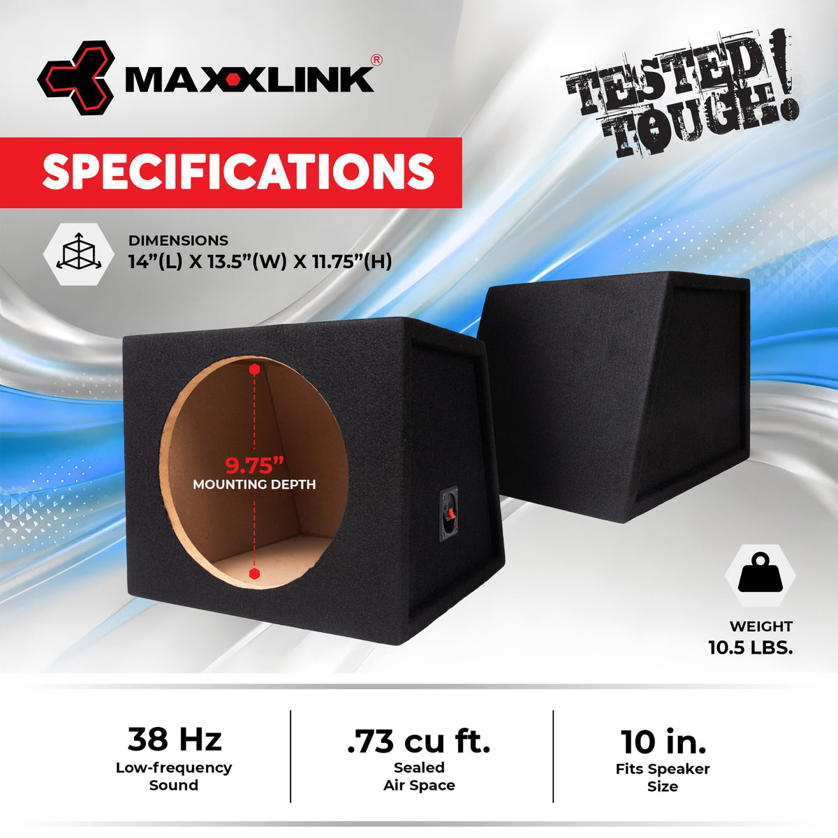 Maxxlink by Hifonics 10-In Single-Sub Sealed Enclosure, Black, MBP-110