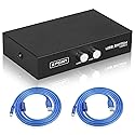 EEEKit 2 Port USB 2.0 Manual Sharing Switch Hub, Printer Scanner Splitter Adapter with 2 Pack USB A to B Cables