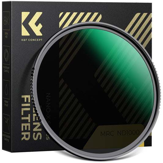 K&F Concept 77mm ND1000 (10-Stop Fixed Neutral Density) ND Filter with 28 Multi-Coated Optical AGC Glass Waterproof Camera Lens Filter- for Long