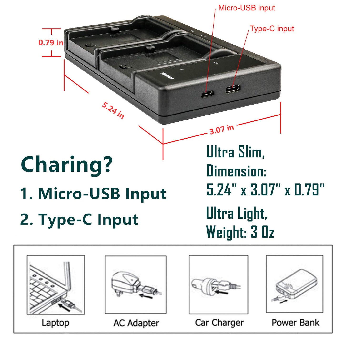 Kastar 2-Pack Battery + LTD2 Dual USB Charger for NP-FM50 NP-FM30 NP-FM51 NP-QM50 NP-QM51 NP-FM55H and Sony CCD-FRV DCR-PC DCR-TRV DCR-DVD DSR-PDX GV