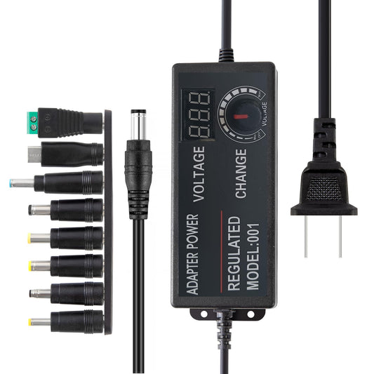 HZHFCB 3V-24V 3A 72W Power Supply Adjustable DC from 3V to 24V Variable Universal Continuous AC/DC Adapter 100V-240V AC to DC Converter with 8 Tips.