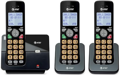 AT&T 3-Handsets Landline Home Phone with Caller ID/Call Waiting, Cordless Phone DECT 6.0 Full-Duplex Handset Speakerphone, Backlit Keypad and Display