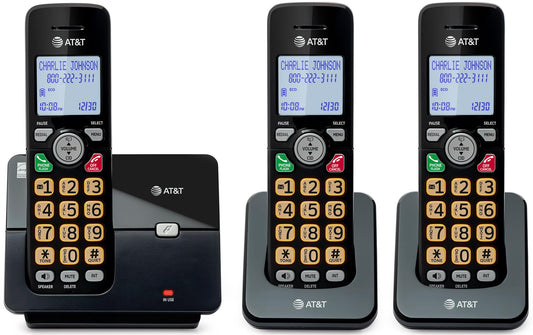 AT&T 3-Handsets Landline Home Phone with Caller ID/Call Waiting, Cordless Phone DECT 6.0 Full-Duplex Handset Speakerphone, Backlit Keypad and Display