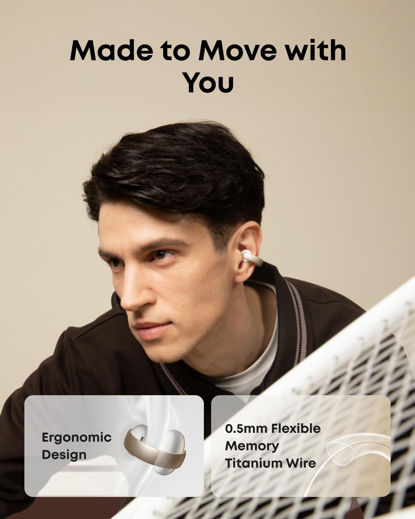 Soundcore AeroClip by Anker, Open-Ear Earbuds, Clip-On Headphones, Adaptive Comfort, Clear Calls with 4 Mics and AI, Stable Fit, 12mm Drivers