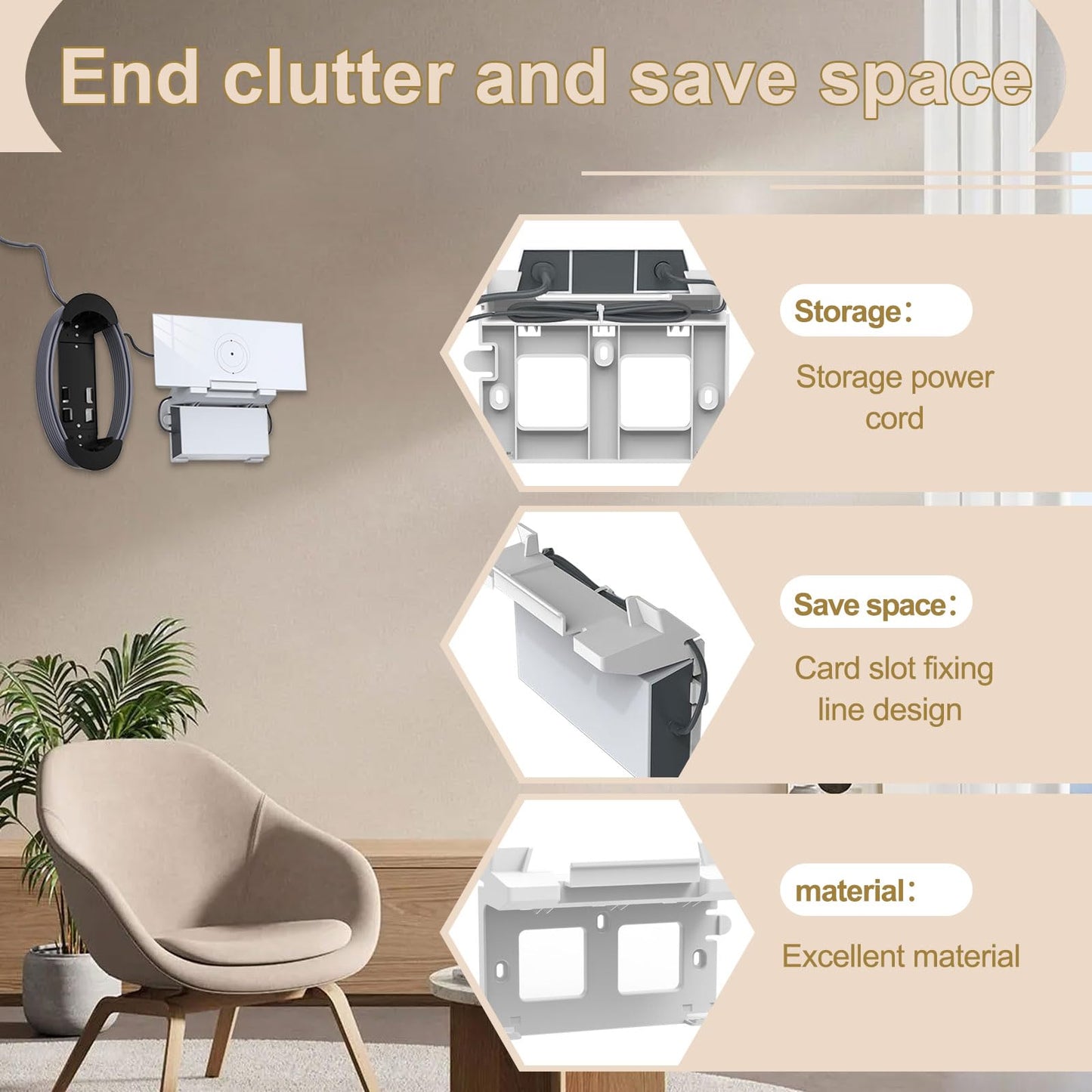 Starlink Gen 3 Mount & Wall Holder, All-in-One Space-Saving Bracket for V3 Mesh Router & Power Supply, ABS Stability, Compatible with Starlink V3