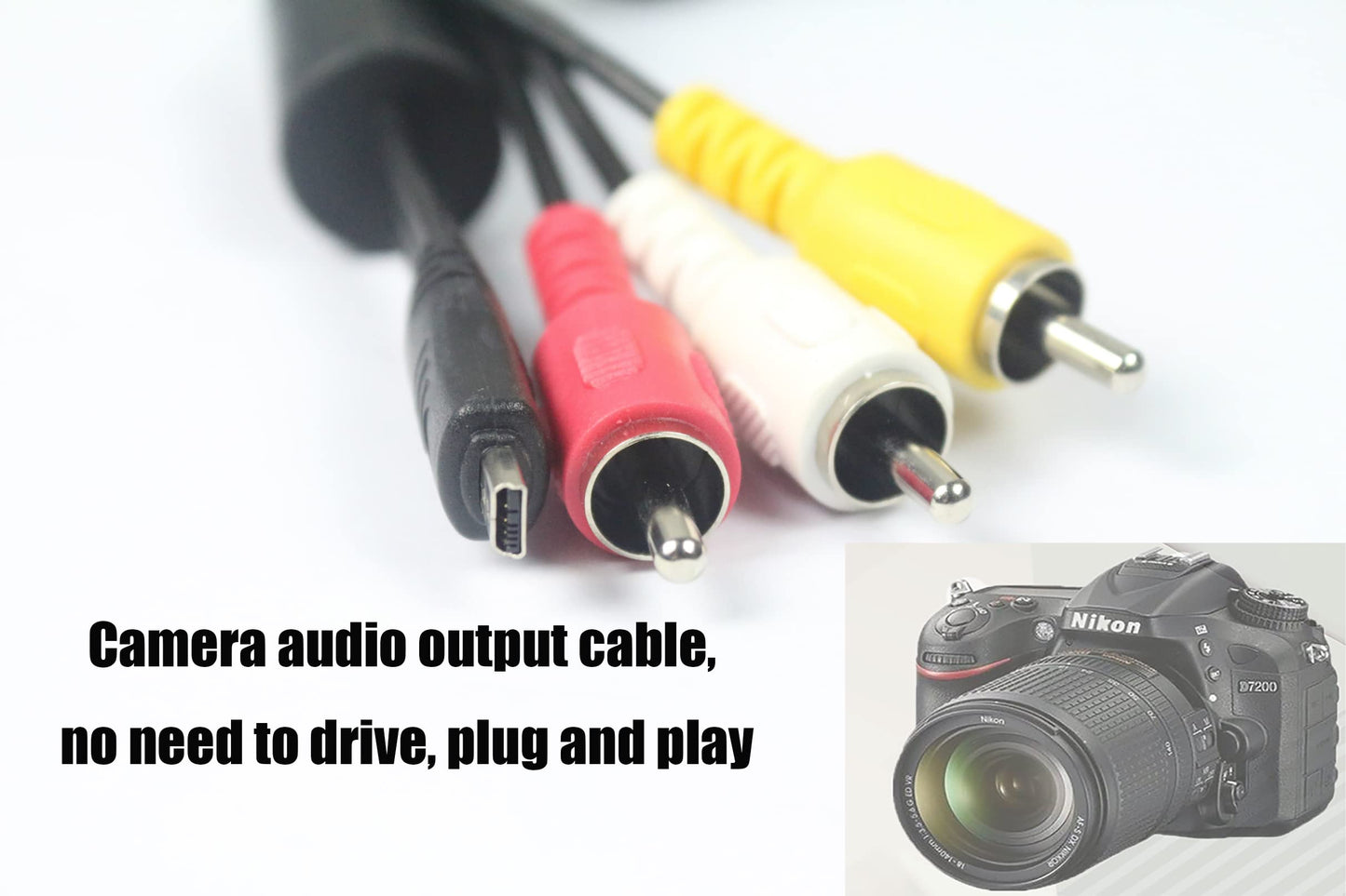 Replacement AV Cord Audio Video TV-Out Cable Mini 8p to 3RCA Cable for Nikon EG-CP16 CoolPix AW100 AW110 L840 L830 L820 L810 S9100 S1200pj D3200 D3300