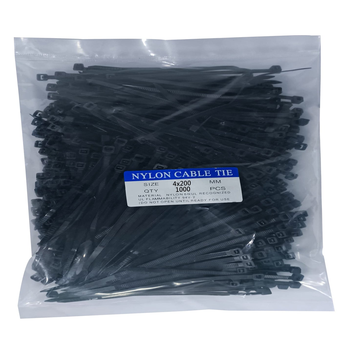 Miwutz 1000 pcs 8 inch Black Nylon Self-Locking Cable Ties, 40 LBS Tensile Strength, UV Resistant, Waterproof