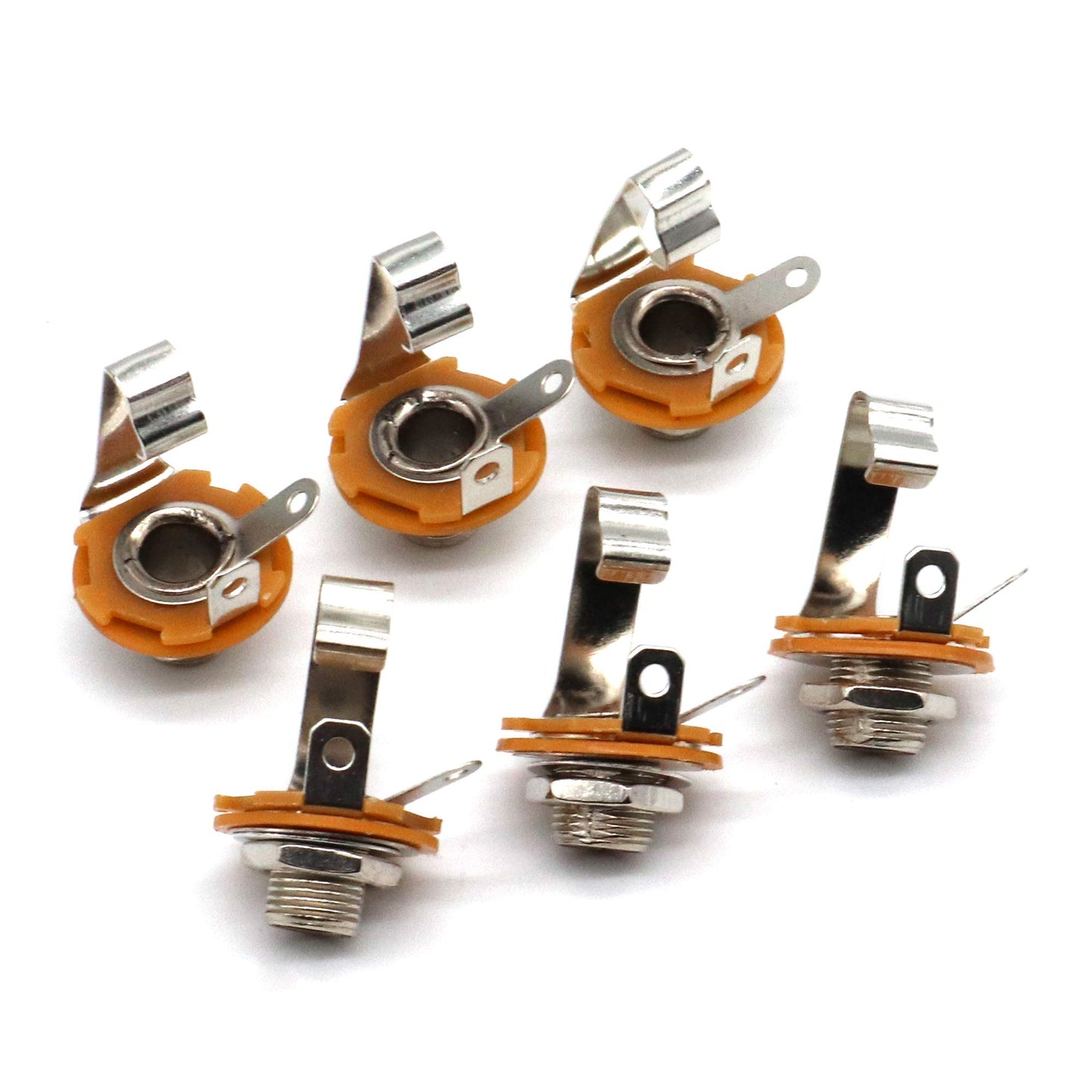 LOCHSOEL 6.35mm (1/4inch) Female Mono TS Socket Panel Mount Jacks, Patch Cables, Microphone Connector Adapter 6 Pack