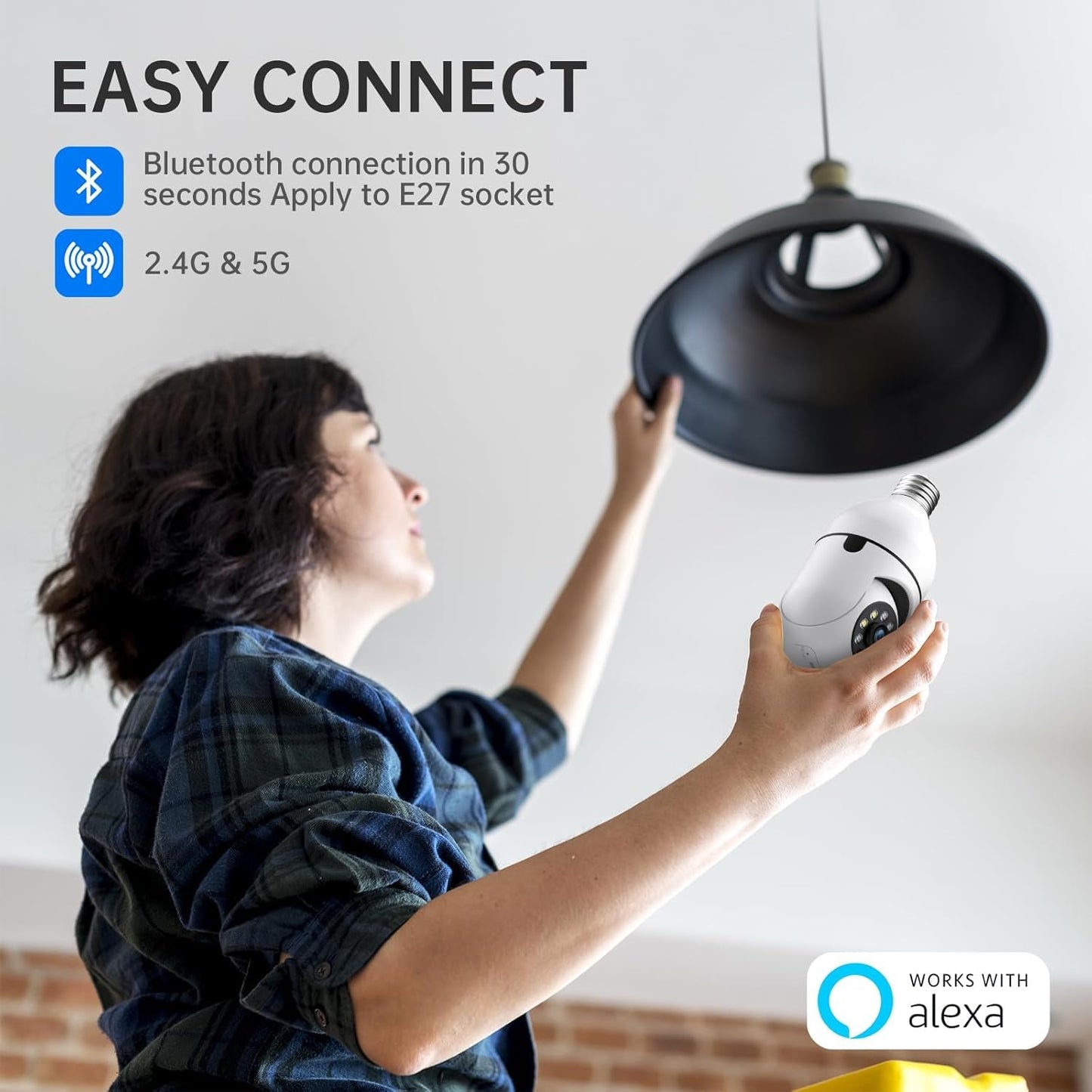 Light Bulb Security Cameras Wireless Outdoor, 5G&2.4GHz 4MP Security Camera 360° PTZ Cameras for Home Security with Color Night Vision, 2 Way Talk, AI