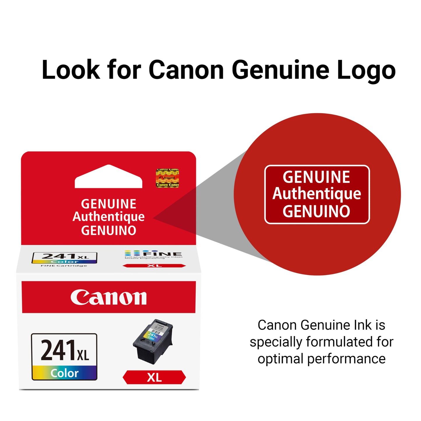 Canon CL-241 XL Genuine Color Ink Cartridge, Compatible with MG2120/3120/4120, MX512/432/472/372/392/522/532/452, MG2220/3220/4220/3520/3620, TS5120