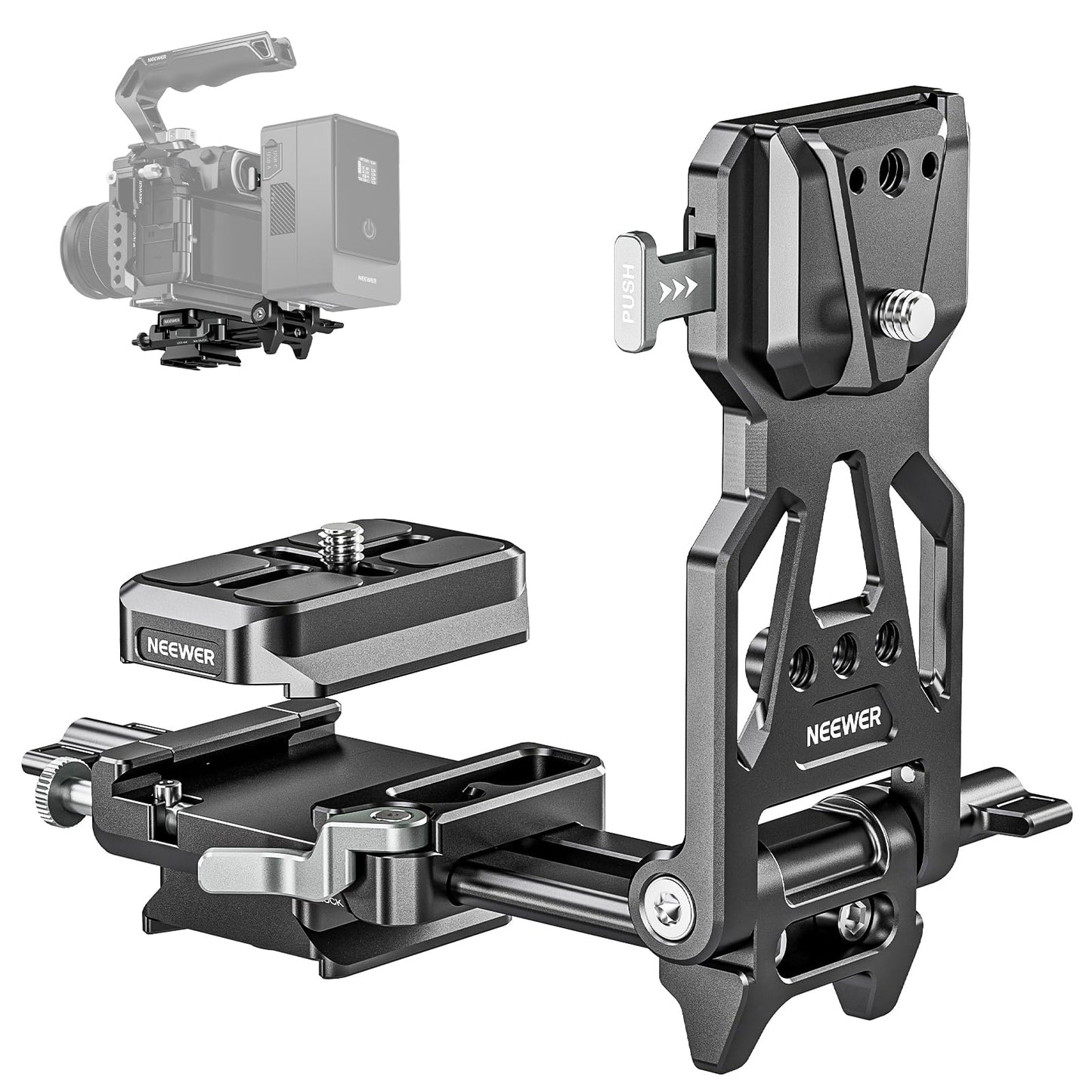 NEEWER Foldable V Mount Battery Plate with Arca Type Quick Release Camera Baseplate, Lightweight DSLR Camera Video Rig Compatible with SmallRig V