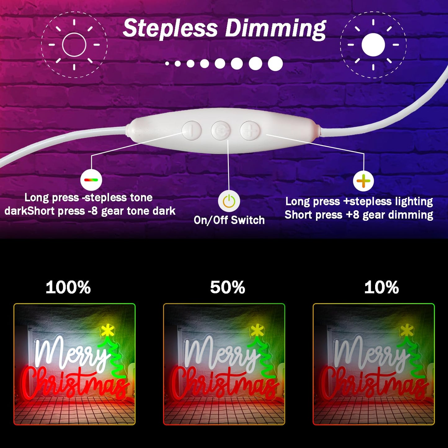 LED Neon Light for Wall Decor - Dimmable Acrylic Neon Sign Merry Christmas Light up Sign for Xmas Party Decor Gifts
