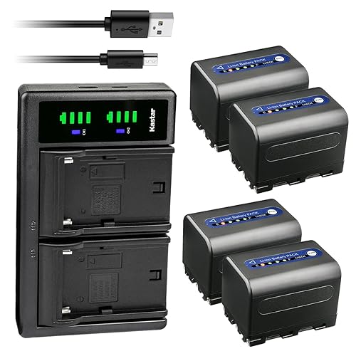 Kastar 4-Pack NP-QM71D Battery and LTD2 USB Charger Compatible with Sony CCD-TRV108 CCD-TRV116 CCD-TRV118 CCD-TRV126 GV-D1000 GV-D1000E Video