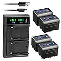 Kastar 4-Pack NP-QM71D Battery and LTD2 USB Charger Compatible with Sony CCD-TRV108 CCD-TRV116 CCD-TRV118 CCD-TRV126 GV-D1000 GV-D1000E Video