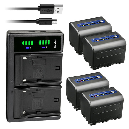 Kastar 4-Pack NP-QM71D Battery and LTD2 USB Charger Compatible with Sony CCD-TRV108 CCD-TRV116 CCD-TRV118 CCD-TRV126 GV-D1000 GV-D1000E Video