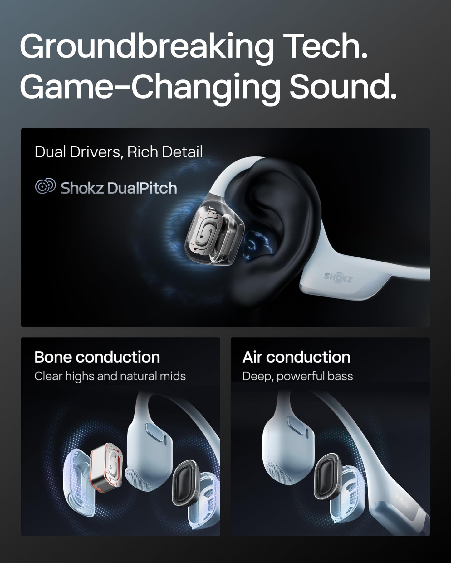 SHOKZ OpenRun Pro 2 Mini Bone Conduction Bluetooth Sport Headphones,Blue