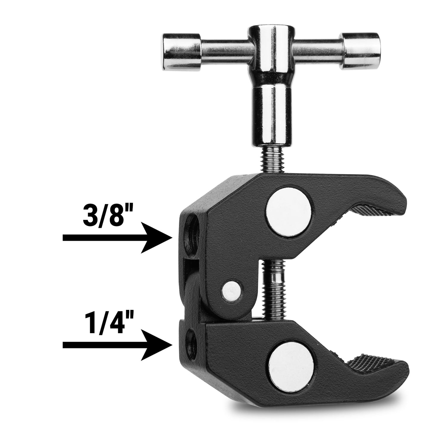 LinkWheres Super Clamp Pro, Heavy-Duty Aluminum Camera Mount with 1/4", 3/8" Threads, 0.6"-2" Jaw for Lights/Mics/Phones, Holders on desks, tripods