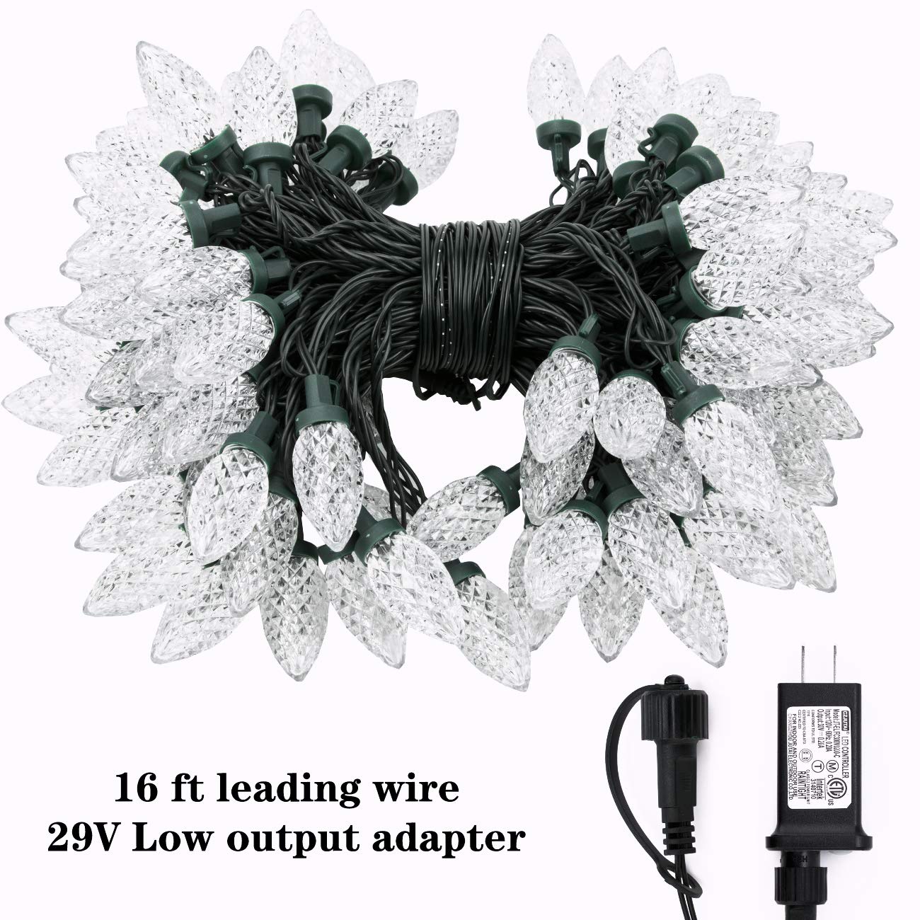 AWQ 100LED 81 FT C9 Christmas String Lights Plug in Fairy Twinkle String Lights 8 Modes Timer Function Waterproof Extendable for Indoor Outdoor