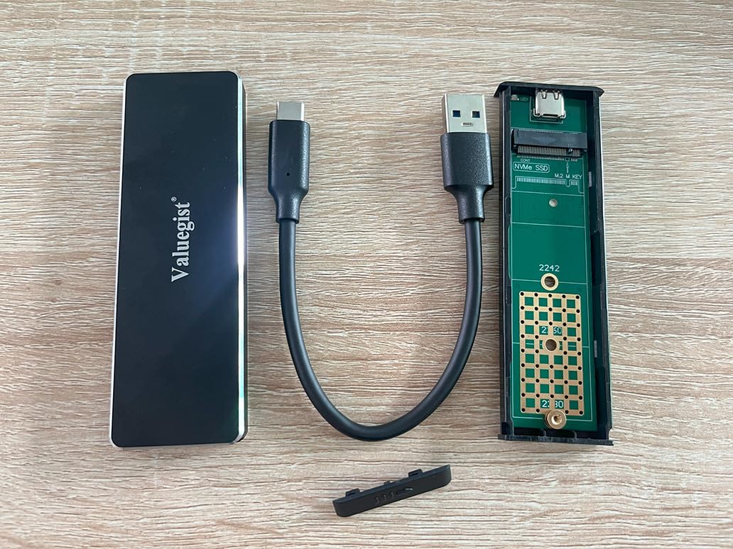 Valuegist NGFF/M.2 SATA SSD Enclosure, Aluminum External SSD Adapter/Reader for USB 3.1 (USB-C) to Key B/Key B+M Solid State Drive (Support NGFF M.2