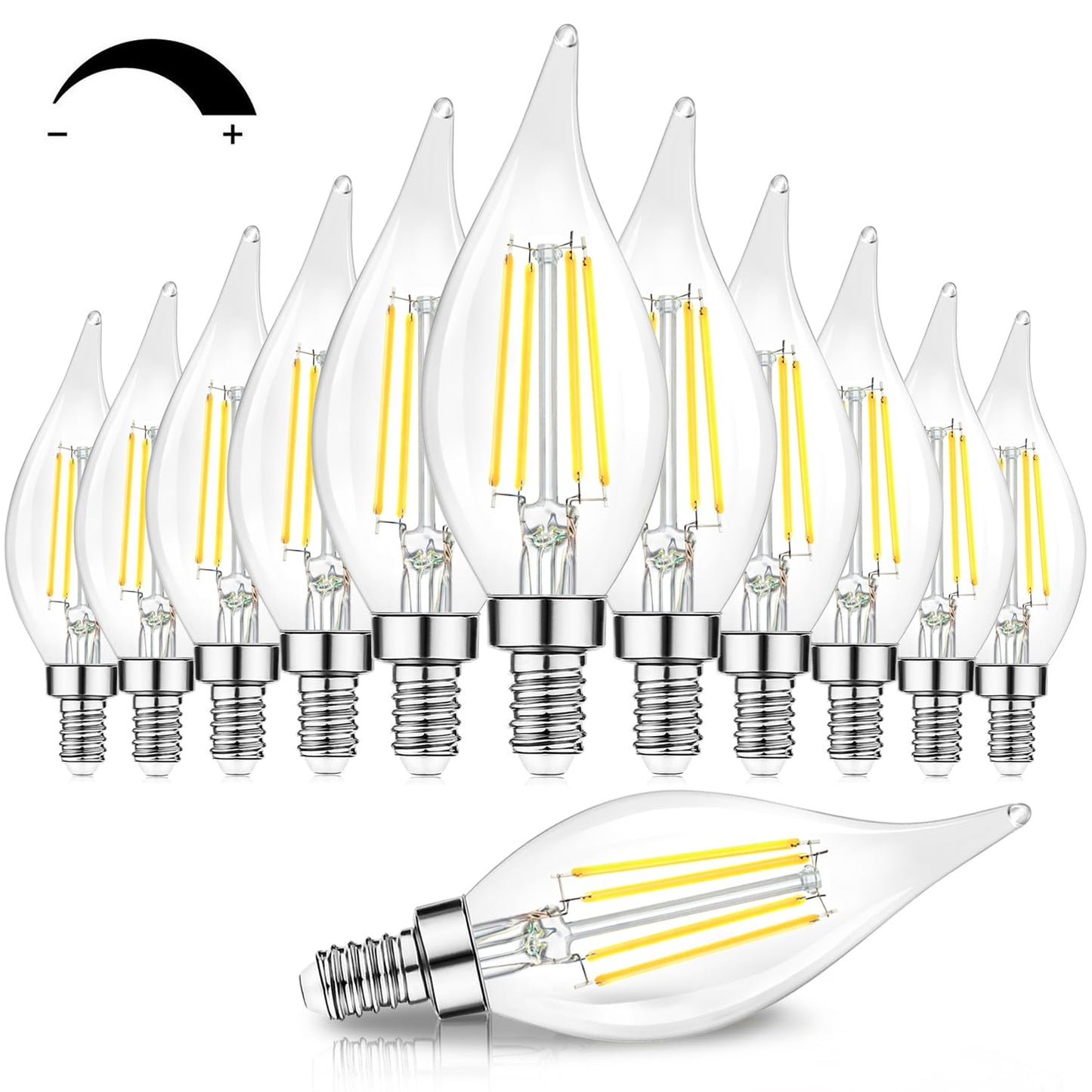 TOBUSA E12 Candelabra LED Bulbs, 6W Clear Filament Chandelier Light Bulbs