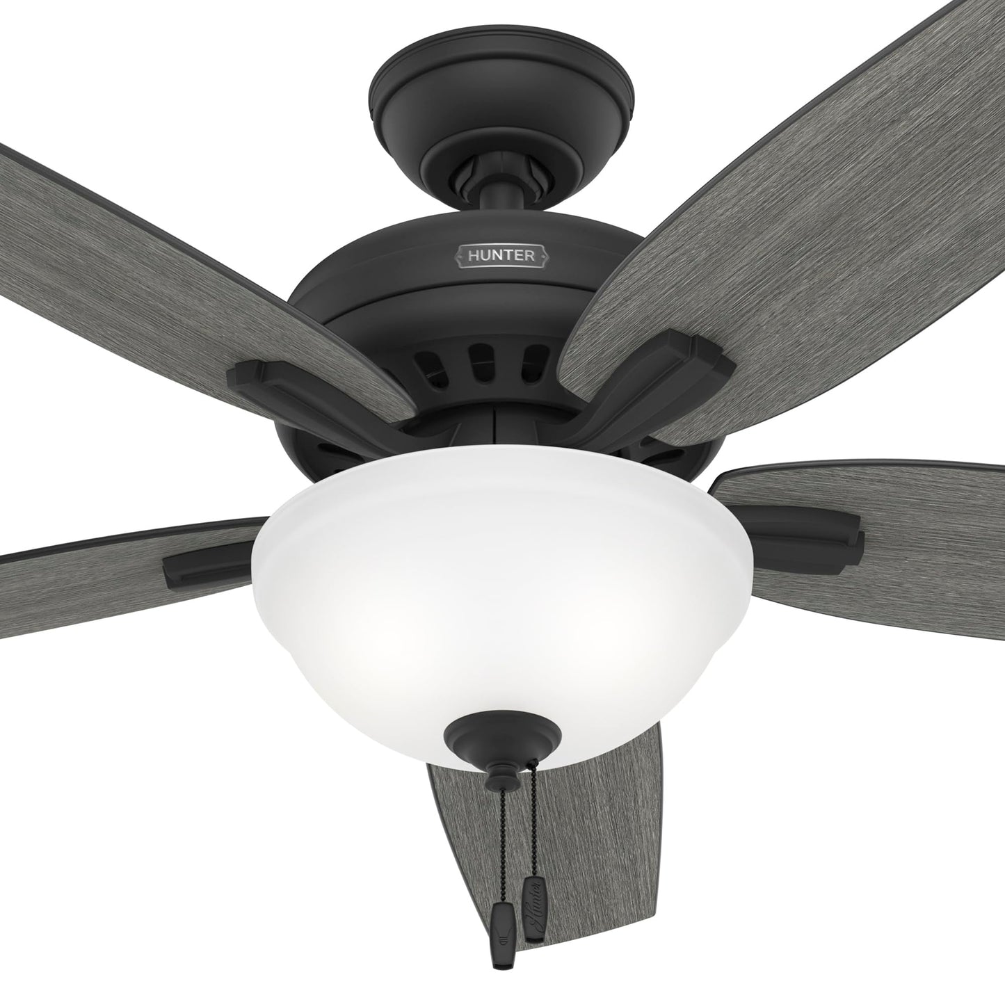 Hunter Fan 52 inch Casual Matte Black Indoor Ceiling Fan with LED Light and Pull Chain, Holiday Gift for Bedroom, Living Room, Dining Room, Kitchen