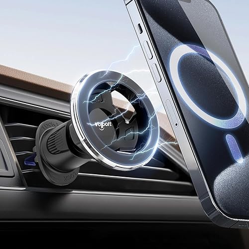 for Magsafe Vent Mount [Horizontal/Vertical]: Ultra Strong Magnetic Car Phone Holder, Circle Magnet Air Vent Stand for Mag Safe Phone Grip, iPhone 16