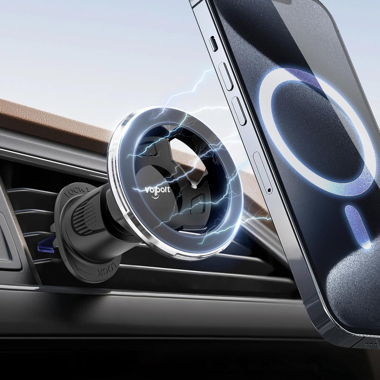 for Magsafe Vent Mount [Horizontal/Vertical]: Ultra Strong Magnetic Car Phone Holder, Circle Magnet Air Vent Stand for Mag Safe Phone Grip, iPhone 16