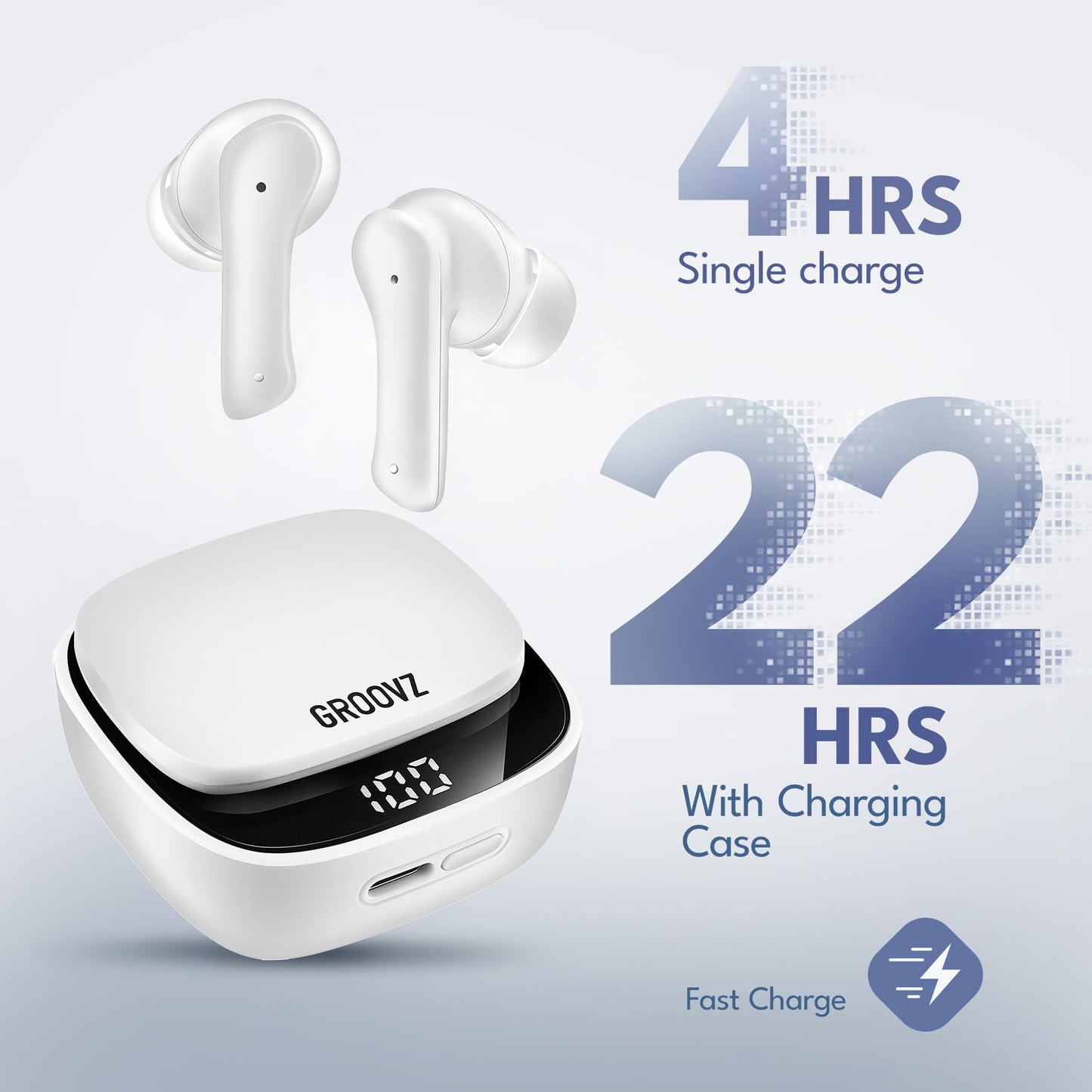 Groovz True Wireless Earbuds with Charging Case - Designed and Engineered in The USA - IPx4 Water Resistant Bluetooth Earbuds Compatible with Apple…