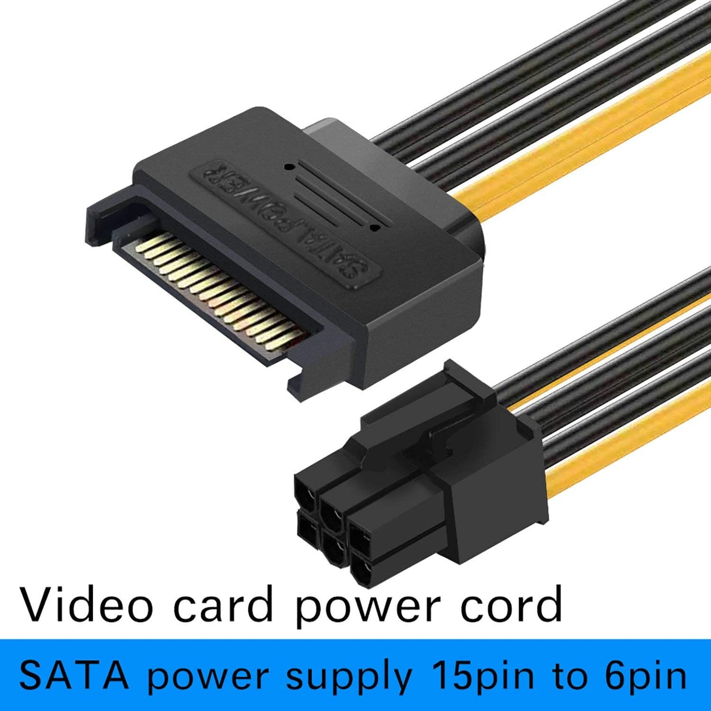 6 Pin SATA Power Cable 3 Pack SATA 15-Pin to 6-Pin PCI Express Card Power Cable Adapter 8 Inch